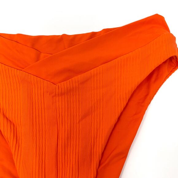 L*SPACE Pointelle Rib Court Bikini Bottom In Poppy Orange Size Large New - Picture 6 of 12